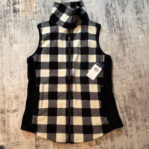 Chaps women’s buffalo plaid vest black and white sz small NEW